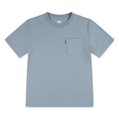 T-shirt Scugnizzi 0-16 Levi's per bambini in cotone azzurro polvere con taschino frontale ed etichetta rossa