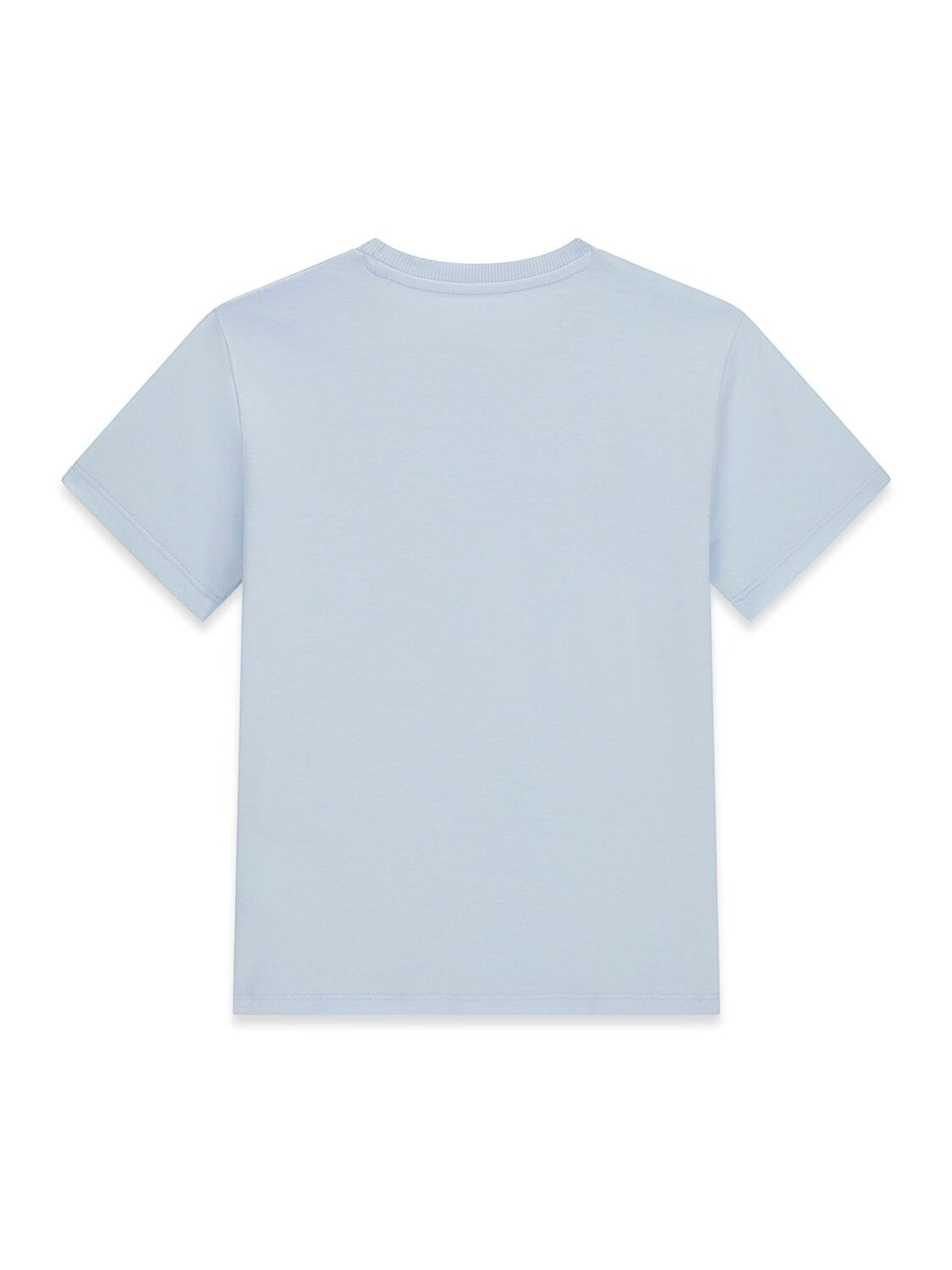 Maglietta a maniche corte Scugnizzi 0-16 per bambini in cotone azzurro, vista posteriore, design semplice e versatile