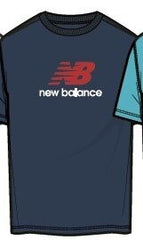 Maglietta a maniche corte Scugnizzi 0-16 blu navy per bambini con logo New Balance stampato sul petto