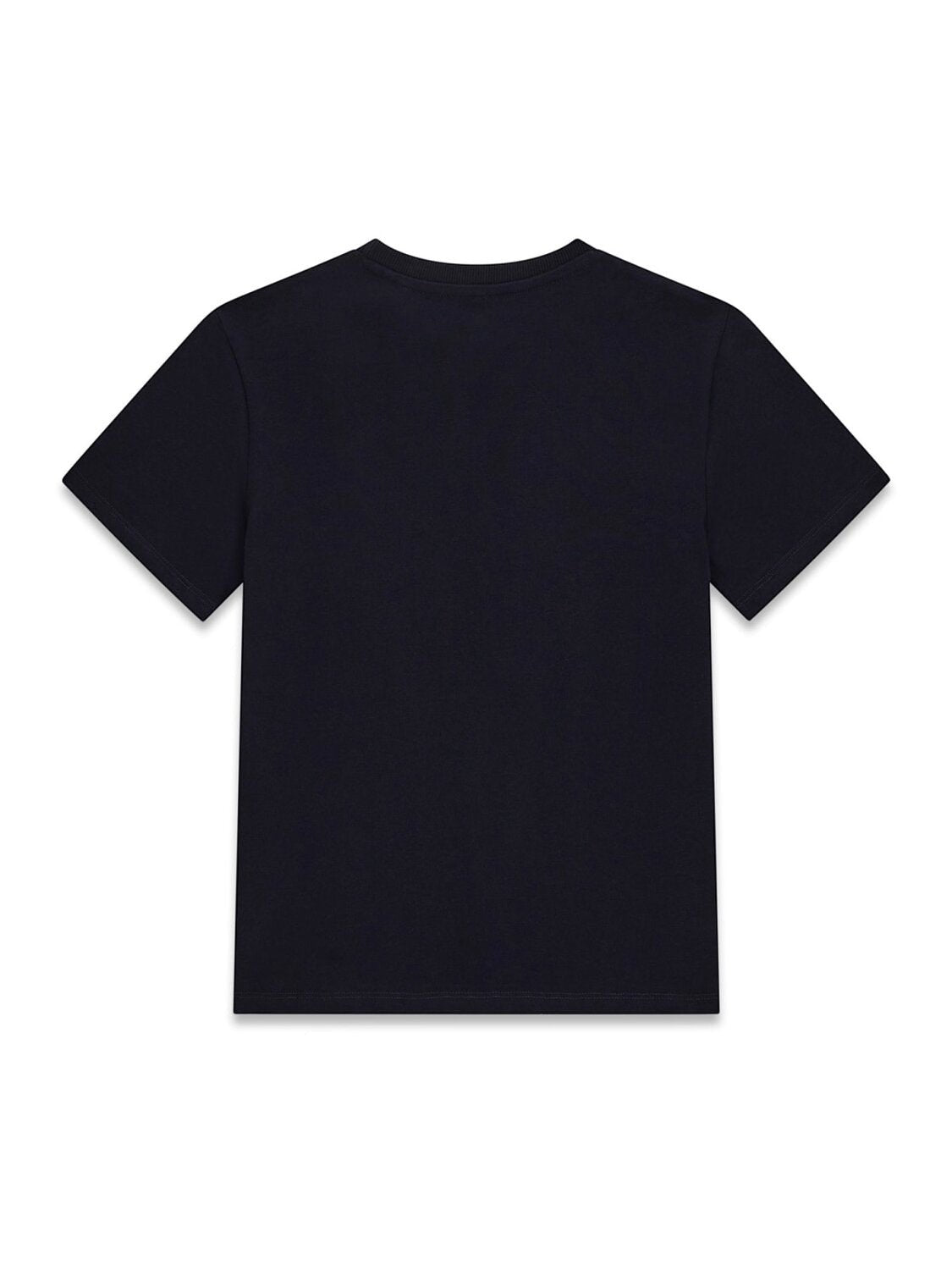 Maglietta a maniche corte Scugnizzi 0-16 per bambini in cotone nero, vista posteriore, design basic e confortevole.