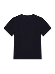 Maglietta a maniche corte Scugnizzi 0-16 per bambini in cotone nero, vista posteriore, design basic e confortevole.