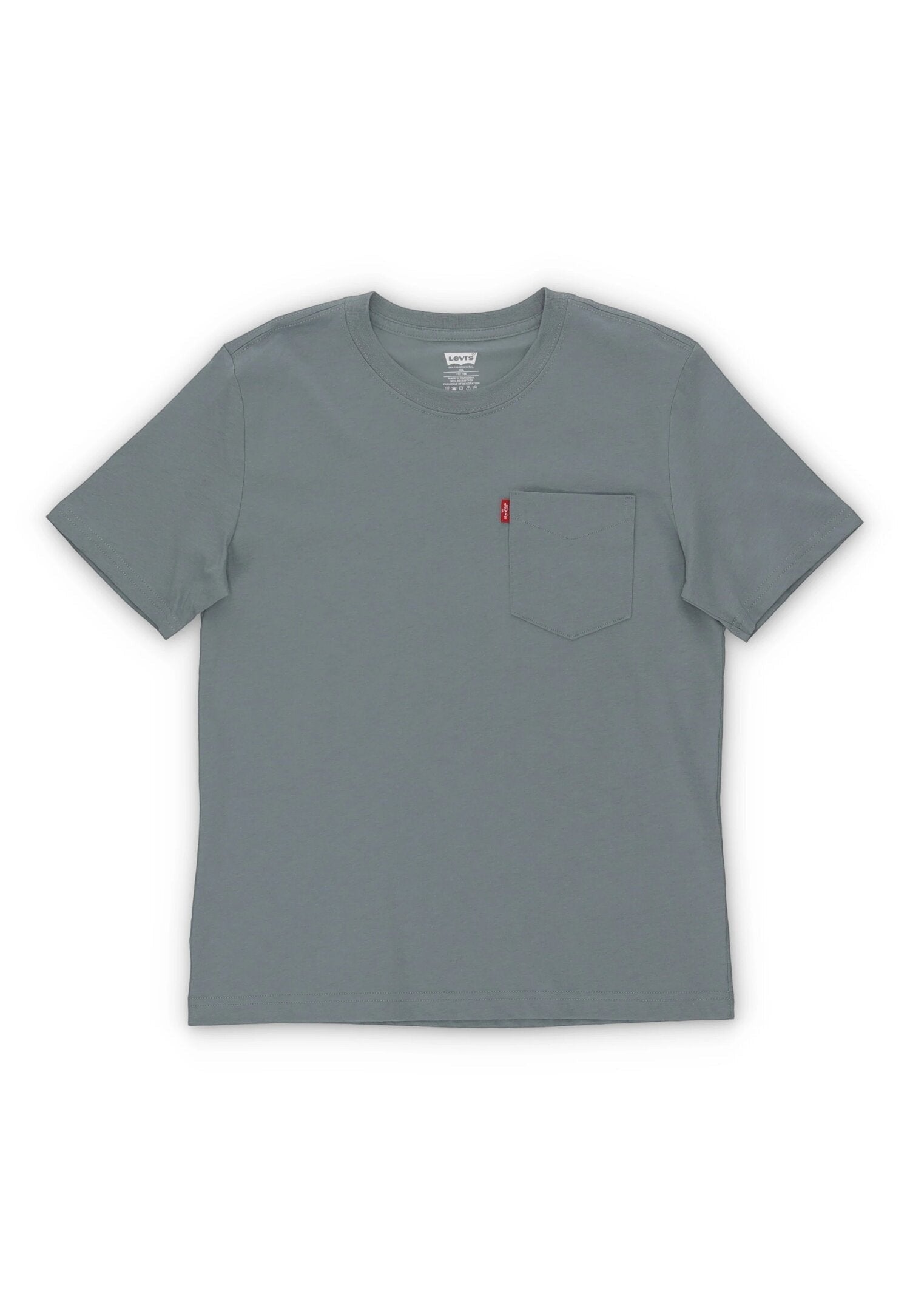 T-shirt a maniche corte Scugnizzi 0-16 in cotone grigio cenere con taschino frontale ed etichetta rossa Levi's