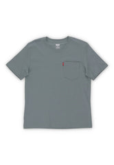 T-shirt a maniche corte Scugnizzi 0-16 in cotone grigio cenere con taschino frontale ed etichetta rossa Levi's
