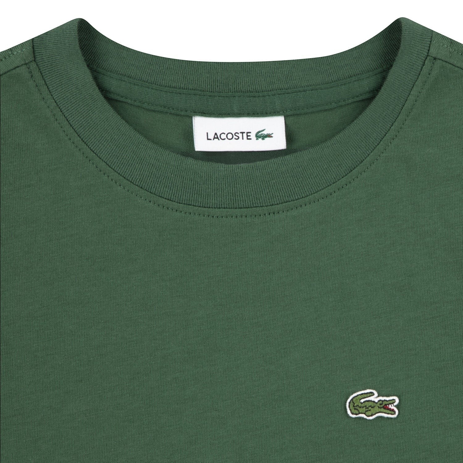 Maglietta a maniche corte Scugnizzi 0-16 Lacoste in cotone verde con logo coccodrillo ricamato e girocollo a costine