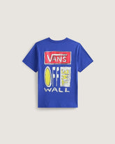 Maglietta blu elettrico Scugnizzi 0-16 in cotone con grafica Vans Off The Wall stampata sul retro