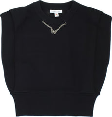 Maglione senza maniche nero Scugnizzi 0-16 con dettaglio gioiello a forma di farfalla argentata sullo scollo