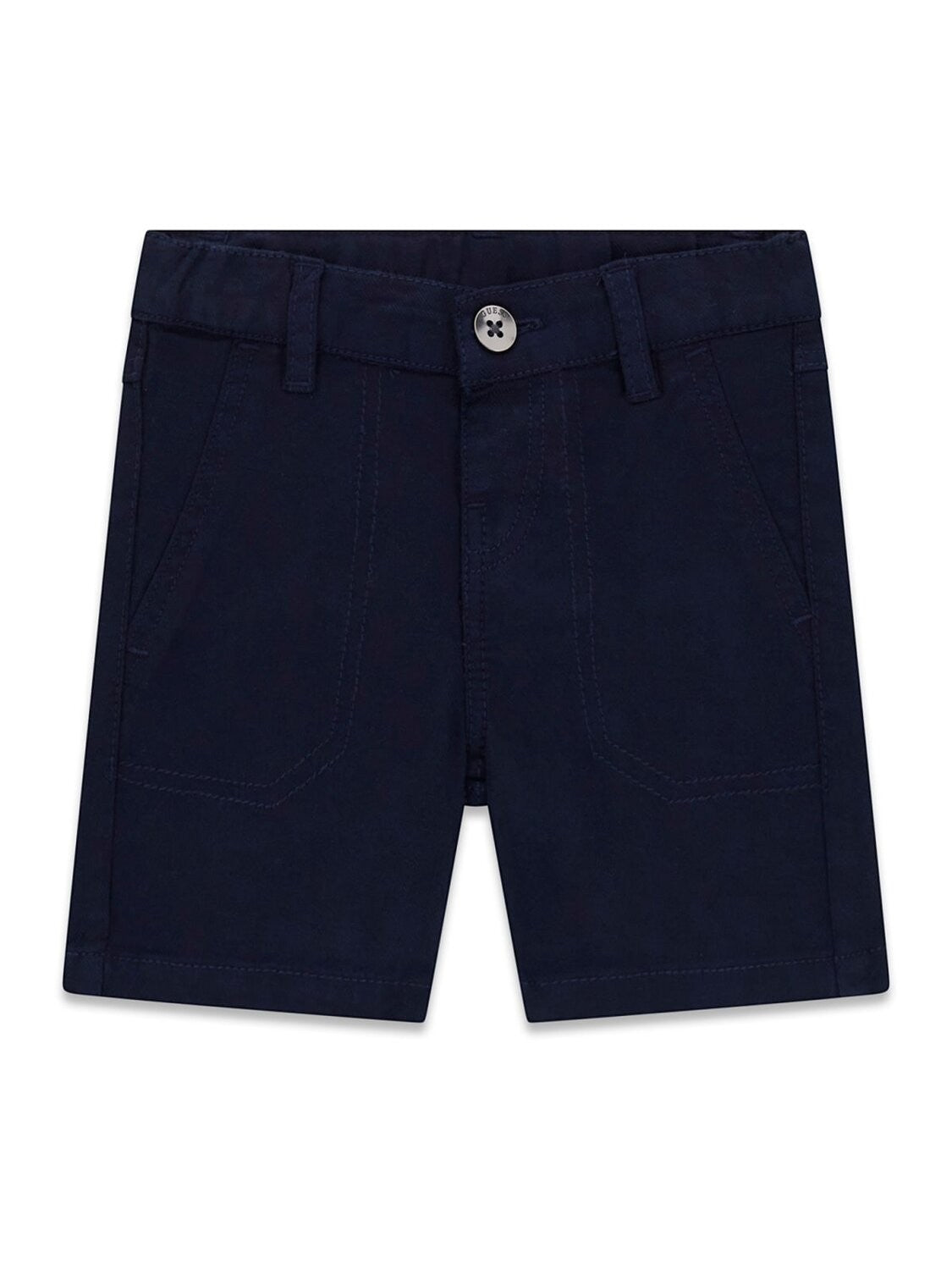 Pantaloncini Bermuda blu navy in cotone per bambini firmati Scugnizzi 0-16 con chiusura a bottone e tasche frontali