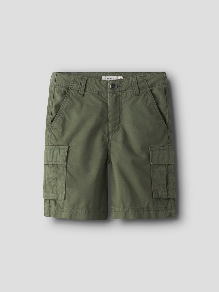 Pantaloncini cargo Scugnizzi 0-16 name it in cotone color olivine con tasche laterali per ragazzi