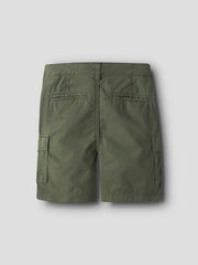 Pantaloncini cargo Scugnizzi 0-16 name it in cotone colore olivine, vista posteriore con tasche