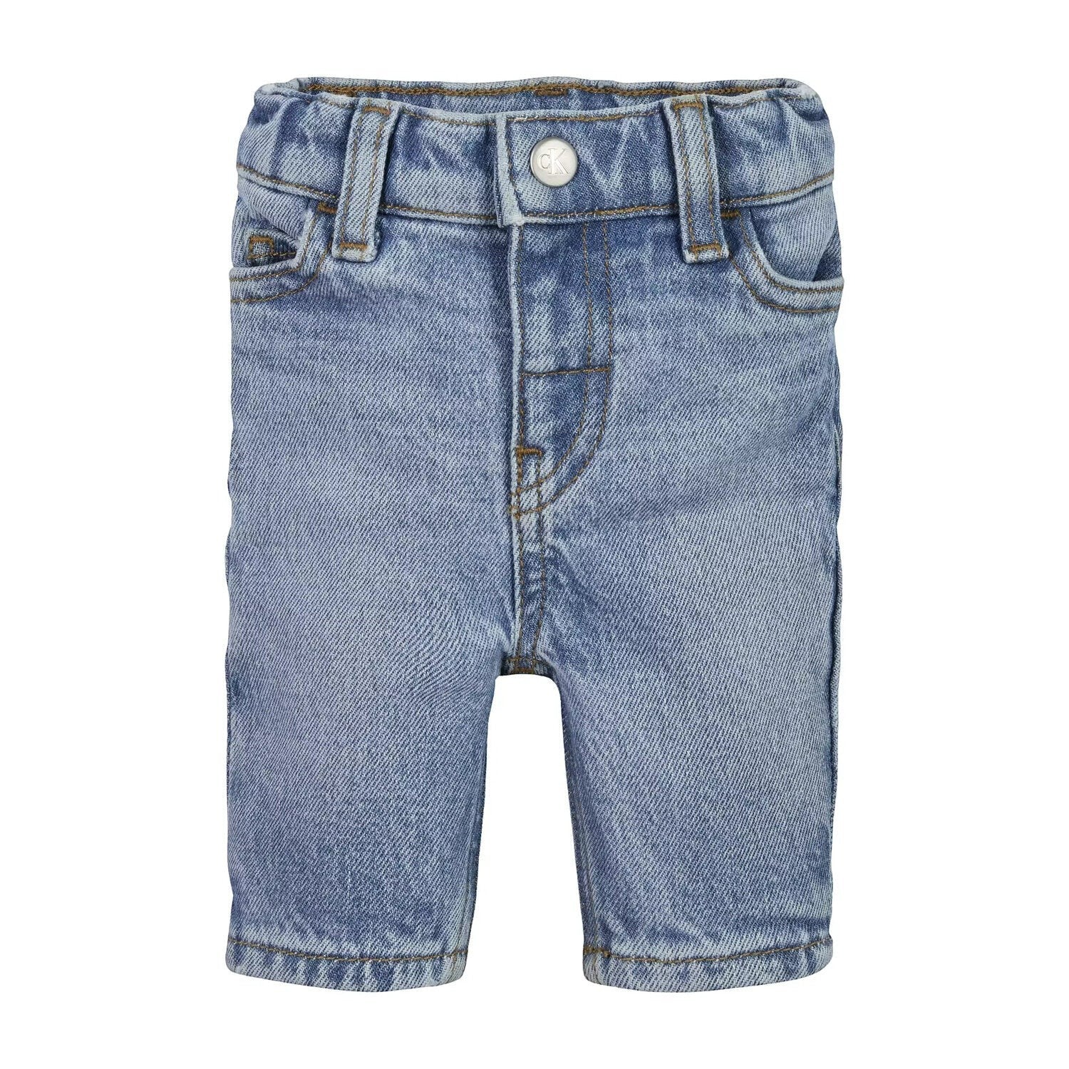 Pantaloncini in denim azzurro Scugnizzi 0-16 Calvin Klein con vita elastica e logo sul retro per bambini