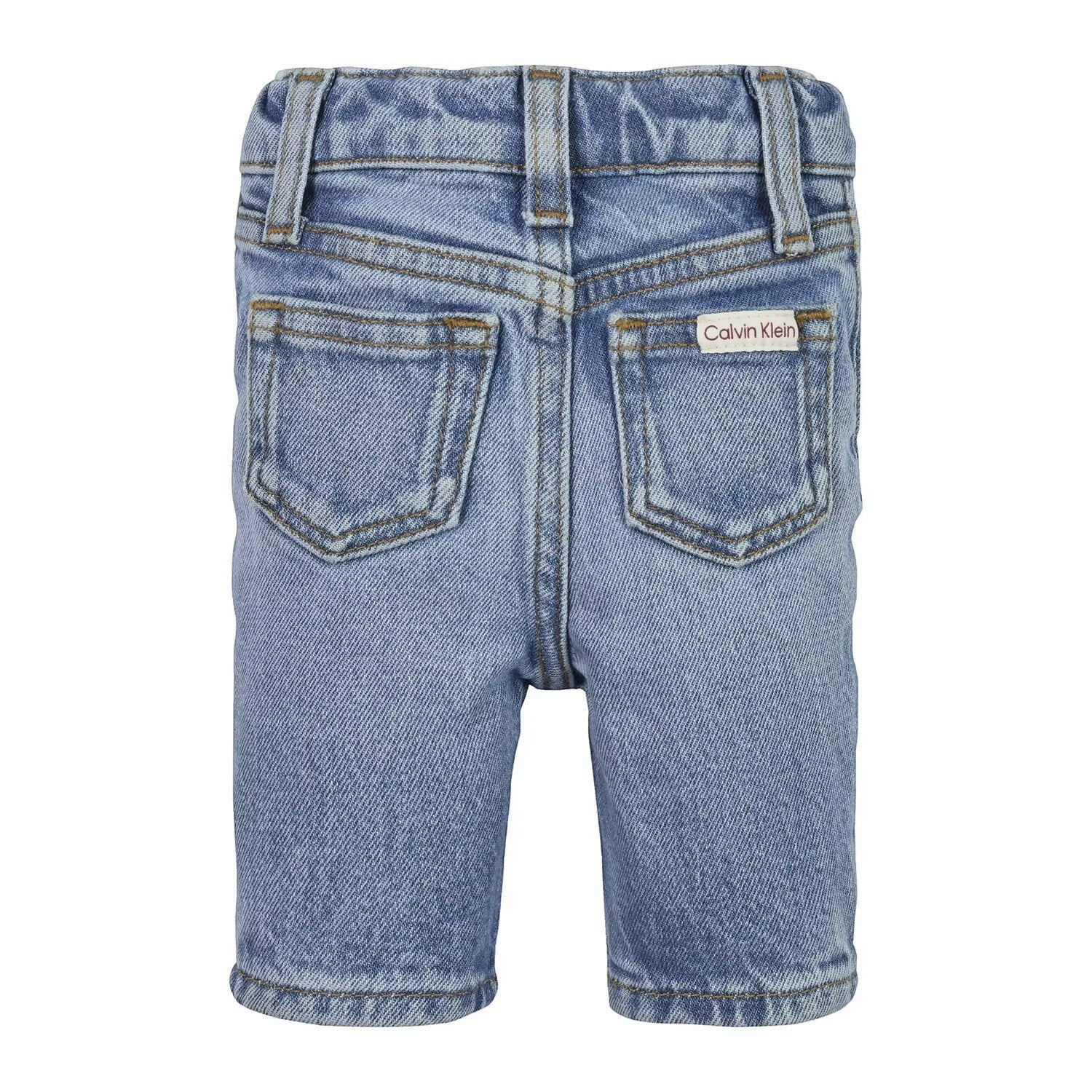 Pantaloncini in denim azzurro Scugnizzi 0-16 Calvin Klein con tasche posteriori e logo applicato