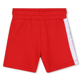 Pantaloncini sportivi Scugnizzi 0-16 Timberland rossi con banda laterale bianca e logo, vita elasticizzata