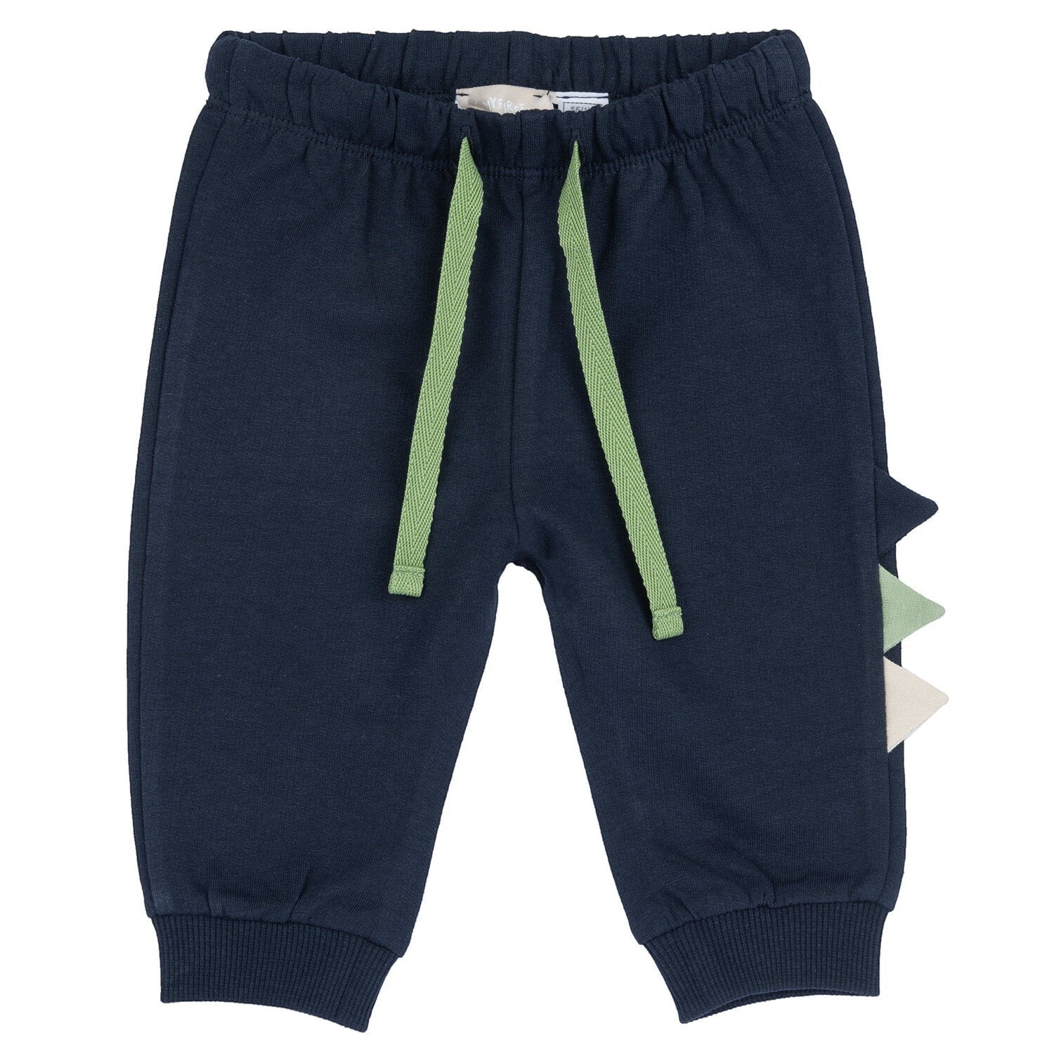 Pantaloni sportivi Scugnizzi 0-16 in cotone blu scuro con coulisse verde e dettagli a cresta laterali per bambini