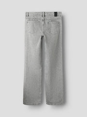 Pantaloni in denim a gamba larga Scugnizzi 0-16 color grigio chiaro con tasche posteriori, vista posteriore