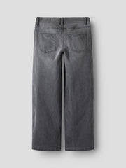 Pantaloni in denim a gamba larga Scugnizzi 0-16 color grigio scuro con effetto slavato e tasche posteriori