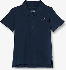 Polo a maniche corte blu navy in cotone piqué Scugnizzi 0-16 con logo Levi's ricamato sul petto e chiusura a bottoni
