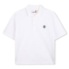 Polo bianca a maniche corte Scugnizzi 0-16 Timberland con colletto e logo ricamato sul petto