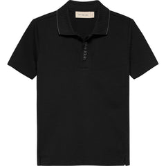 Polo a maniche corte Scugnizzi 0-16 Calvin Klein Jeans in cotone piqué nero con logo verticale e colletto a contrasto