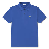 Polo a maniche corte Scugnizzi 0-16 Lacoste in cotone petit piqué blu con logo coccodrillo ricamato sul petto