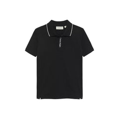 Polo nera Scugnizzi 0-16 Calvin Klein Jeans in cotone piqué con colletto a contrasto e logo verticale