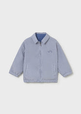 Scugnizzi 0-16 reversible bomber jacket in blue and white pinstripe with zip front and side pockets.