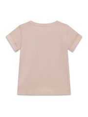 T-shirt bambina Scugnizzi 0-16 GUESS in cotone rosa pastello con maniche a risvolto vista posteriore