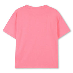 T-shirt a maniche corte rosa per bambina Scugnizzi 0-16 in morbido cotone con girocollo, vista posteriore