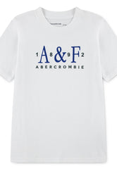 T-shirt bianca in cotone per bambino Scugnizzi 0-16 con logo A&F blu vintage sul petto