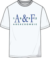 T-shirt bianca in cotone per bambino Scugnizzi 0-16 con logo A&F vintage indigo stampato sul petto