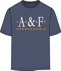 T-shirt casual da bambino Scugnizzi 0-16 in cotone blu indaco con logo grafico Abercrombie vintage sul petto