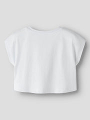 T-shirt bianca a maniche corte in cotone per bambina Scugnizzi 0-16, vista posteriore su fondo neutro