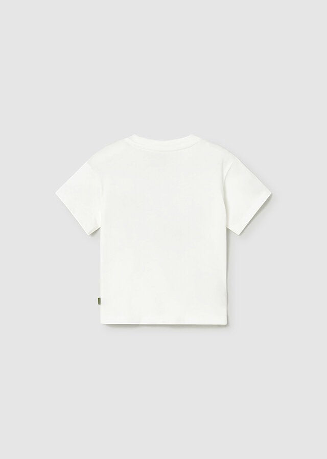 T-shirt bianca a maniche corte in cotone Scugnizzi 0-16, vista posteriore, ideale per il gioco quotidiano.