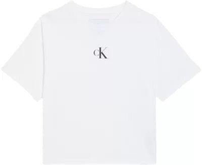 T-shirt bianca in cotone per bambini Scugnizzi 0-16 con logo ck centrale sul petto
