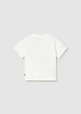 T-shirt bianca a maniche corte in cotone Scugnizzi 0-16, vista posteriore, ideale per il gioco quotidiano.