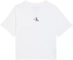 T-shirt bianca in cotone per bambini Scugnizzi 0-16 con logo ck centrale sul petto