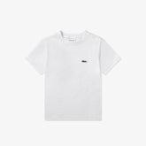 T-shirt bianca a maniche corte Scugnizzi 0-16 in cotone con logo coccodrillo Lacoste ricamato sul petto