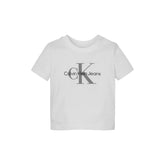T-shirt bianca in cotone Scugnizzi 0-16 con logo Calvin Klein Jeans stampato e bottoni a pressione sulla spalla
038168.441-2.jpg