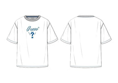 T-shirt bianca a maniche corte Scugnizzi 0-16 con logo GUESS blu stampato sul petto, girocollo e vestibilità regolare.