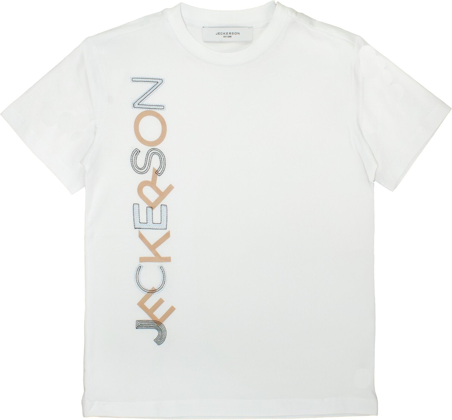 T-shirt bianca a maniche corte Scugnizzi 0-16 in cotone con logo verticale ricamato sul lato frontale