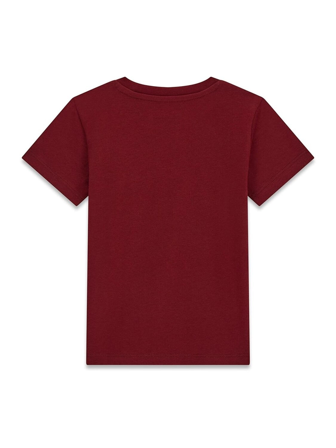 T-shirt a maniche corte Scugnizzi 0-16 in cotone color bordeaux, vista posteriore, design semplice e versatile