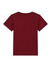 T-shirt a maniche corte Scugnizzi 0-16 in cotone color bordeaux, vista posteriore, design semplice e versatile