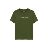 T-shirt a maniche corte Scugnizzi 0-16 Calvin Klein in cotone verde oliva con logo stampato sul petto