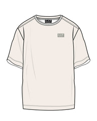 T-shirt a maniche corte Scugnizzi 0-16 EA7 Emporio Armani color crema con girocollo e logo sul petto