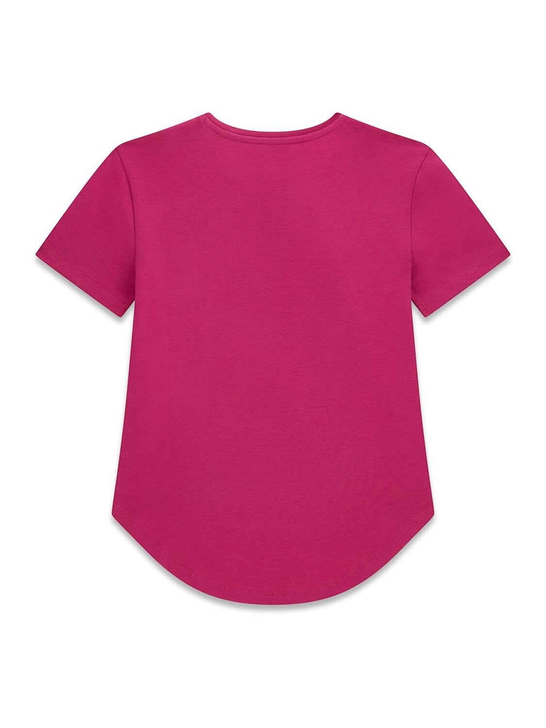 T-shirt a maniche corte Scugnizzi 0-16 in cotone fucsia con orlo posteriore arrotondato e scollo rotondo
