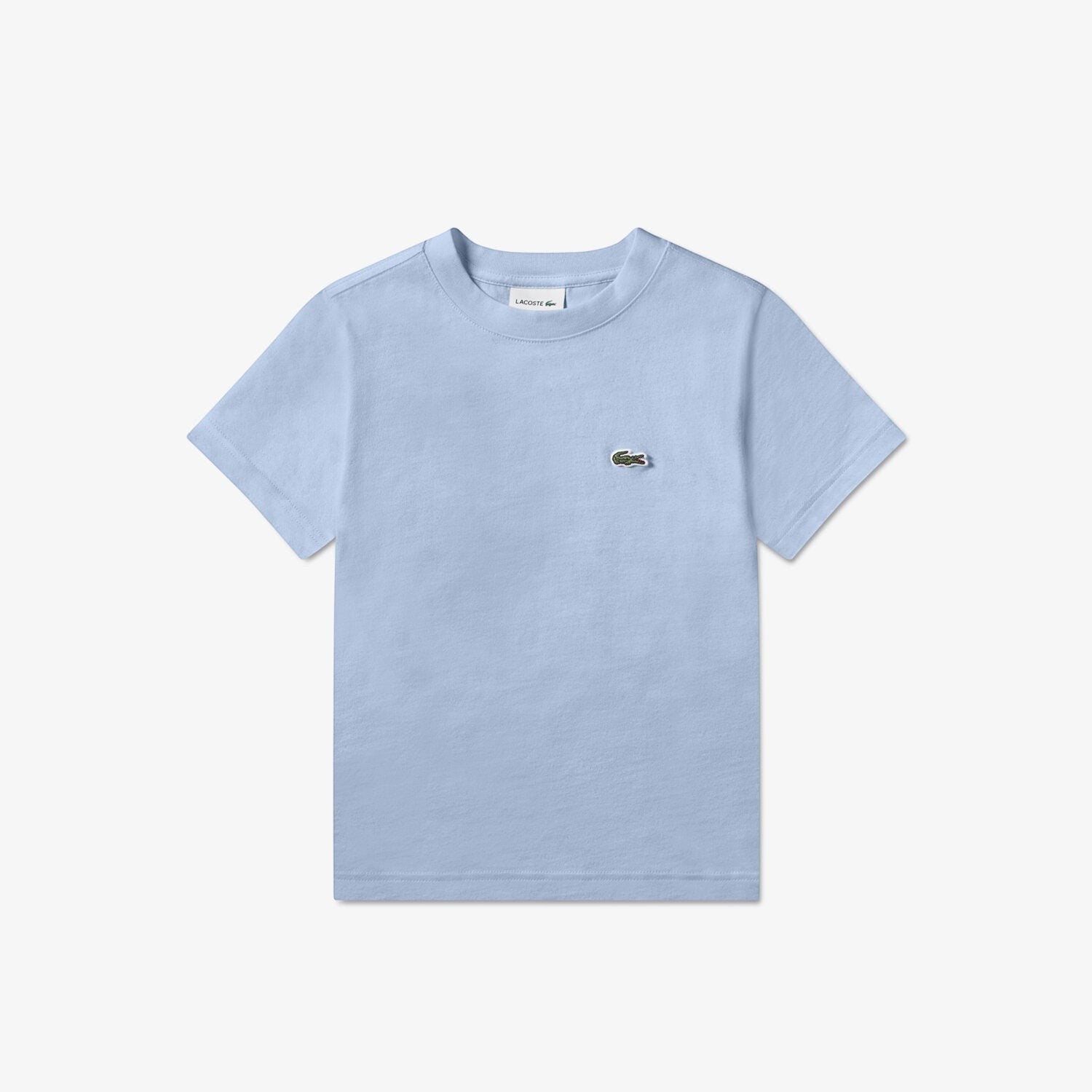 T-shirt a maniche corte Scugnizzi 0-16 Lacoste in jersey di cotone azzurro pastello con logo coccodrillo ricamato