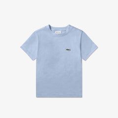 T-shirt a maniche corte Scugnizzi 0-16 Lacoste in jersey di cotone azzurro pastello con logo coccodrillo ricamato