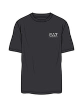 T-shirt nera a maniche corte Scugnizzi 0-16 EA7 Emporio Armani con logo bianco a contrasto sul petto e girocollo.