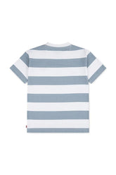 T-shirt a righe bianche e azzurre Scugnizzi 0-16 in cotone per bambini, vista posteriore.