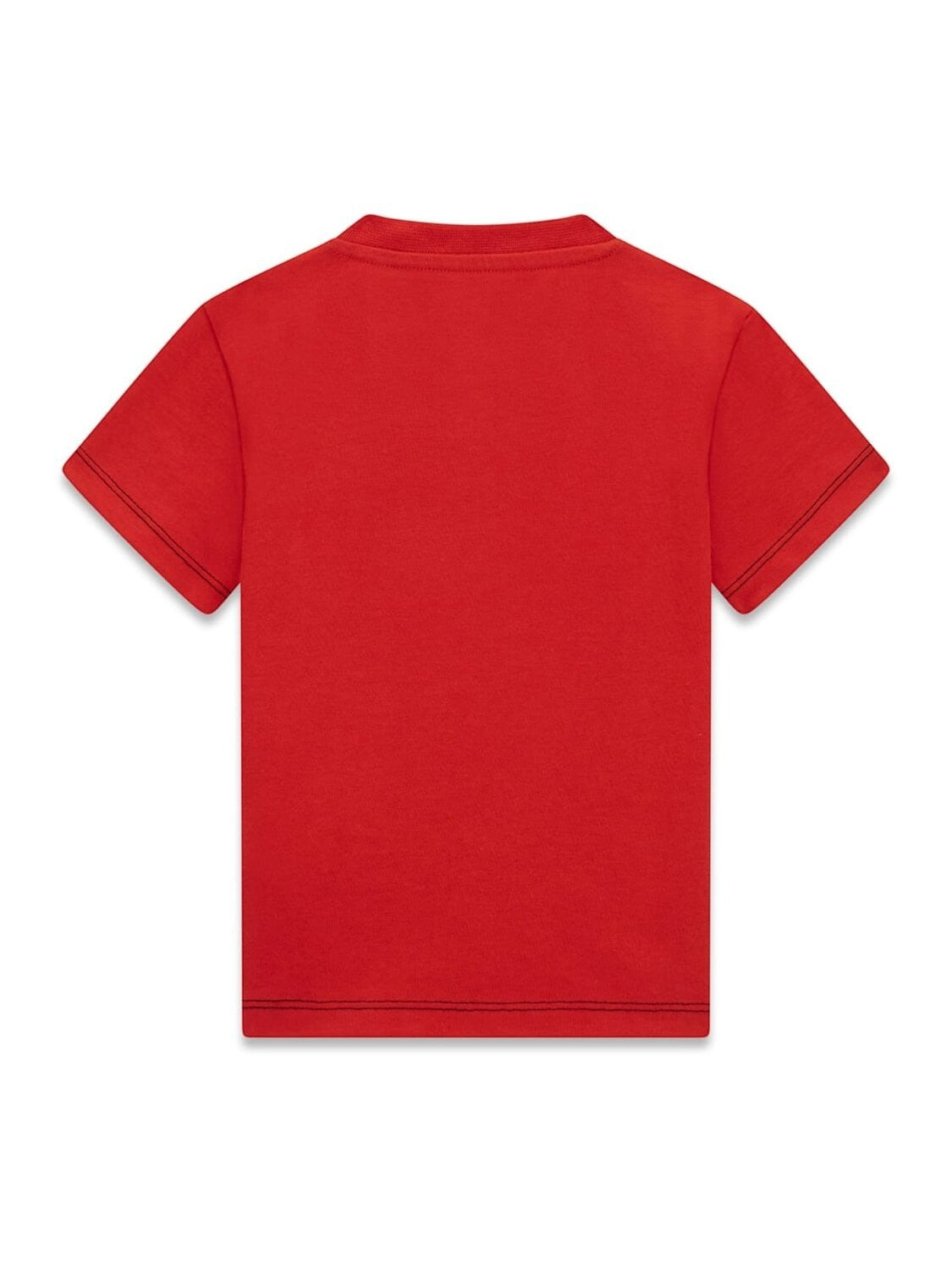 T-shirt rossa a maniche corte in cotone Scugnizzi 0-16 con cuciture a contrasto, vista posteriore