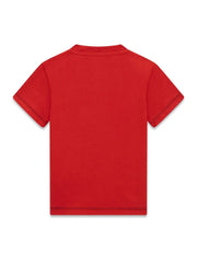 T-shirt rossa a maniche corte in cotone Scugnizzi 0-16 con cuciture a contrasto, vista posteriore